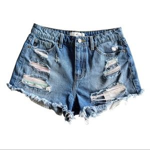 KanCan Rainbow Thread Denim Shorts~size M